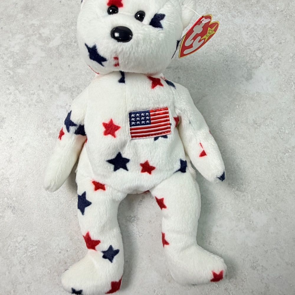 Ty Beanie Baby Glory Bear 1997 Patriotic USA Flag Stars Retired Vintage Plush